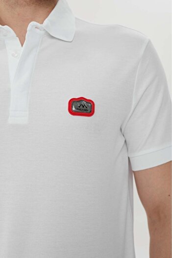 MULAND White Mercerized Polo - 100% Corn Cotton, Red Accessory Logo