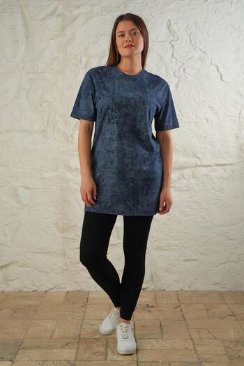 LİVE SPORT Acid Washed Batik Patterned Oversize Women's Tunic