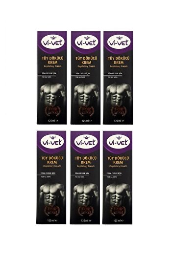 Vi-vet Men's Hair Removal Cream - Vivet For Men 125ml x 6 Pieces