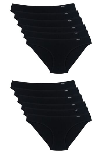 Bluence Large Size Black Slip Panties - 12 Pack, Lycra