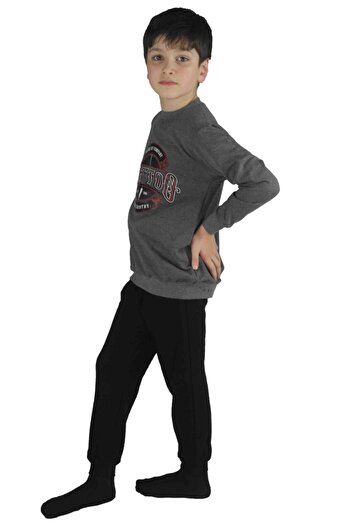 Bluence Men's Waiter Printed Anthracite Cotton Tracksuit Set