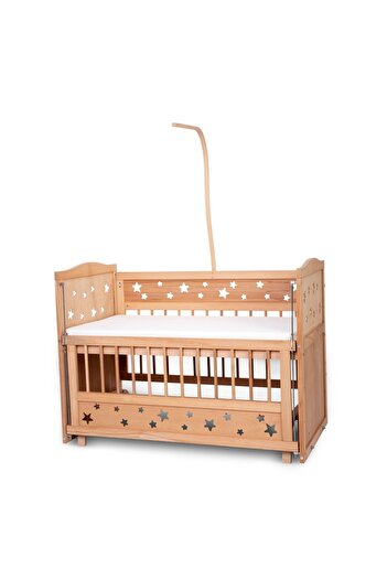 Bamgidoo Ahşap Beşik Anne Yanı Beşik Organik (BOYASIZ) 60x120 - Uyku Setsiz Tek Yataklı