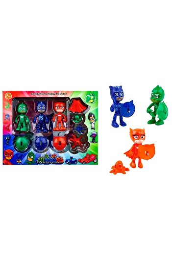 HIMMIY Pjmasks 3-Piece Pajamas Masked Pijamaskeliler 3 Figures 7 Accessories