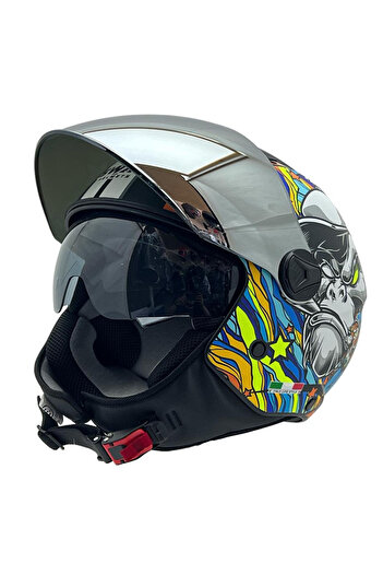 Sway 765 KONG SİYAH MAVİ SARI  KASK ( GÜNEŞ VİZÖRLÜ )