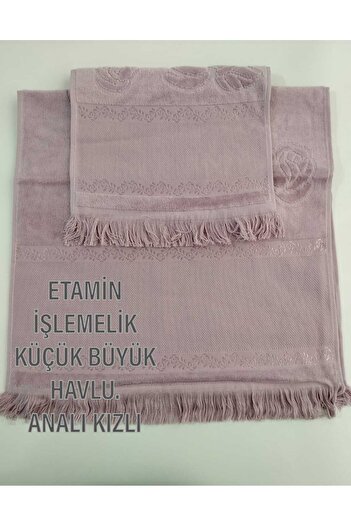 HMZ FiestA Мама і донька Etamın з вишивкою Маленький великий рушник - з бахромою (50x90,30x50)