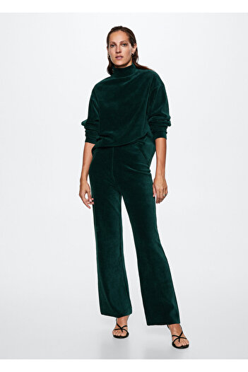MANGO Woman Green Women's Trousers 37037742