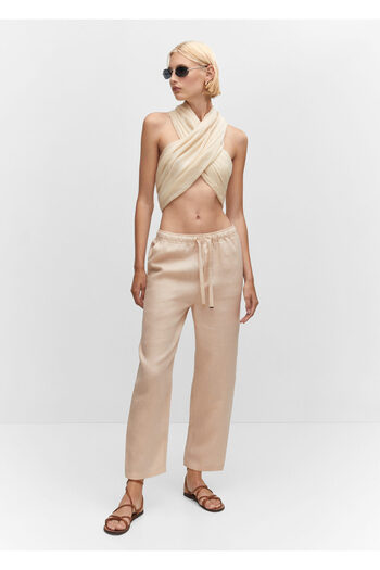 MANGO Beige Women's Trousers - Model57071177
