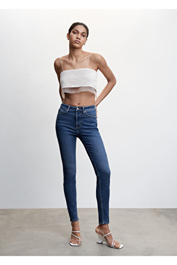 MANGO Dark Denim Women's Trousers47010143