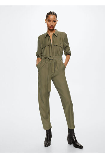 MANGO Woman Women's Dark Khaki Jumpsuit