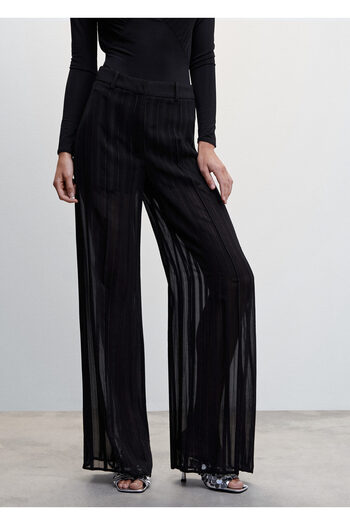 MANGO Woman Black Women's Trousers 37049084
