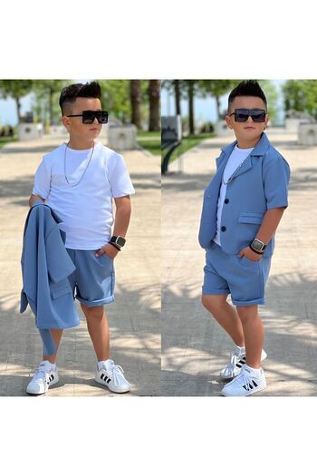 Calisa Boys' Summer Palazzo Set - Jacket, T-shirt and Bermuda Shorts