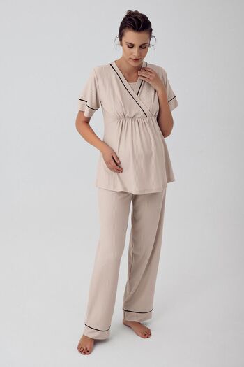 Artış Flexible Viscous Short Sleeve Maternity Pajama Set