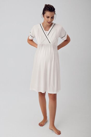 Artış Flexible Viscous Short Sleeve Maternity Nightgown