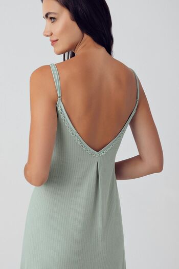 Artış Flexible Viscous Short Nightgown - Ruched Straps