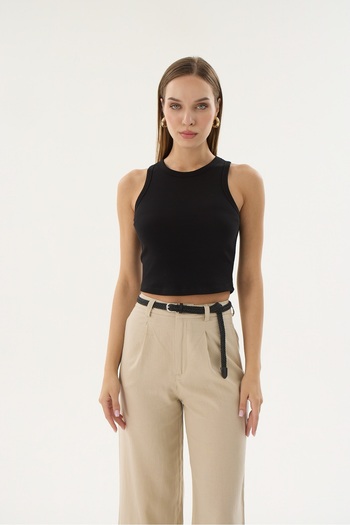 Sevim 16154 Model Women's Fitted Crop Top