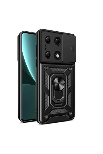 Fibaks Redmi Note 13 4g Case with Camera Protection Sliding Ring Armor Military Tank Protective Cover