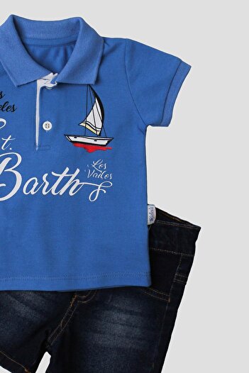 Chicsy Baby Erkek bebek pamuklu polo takım pantolon üst ikili takım düğün doğum günü nişan nikah bayram