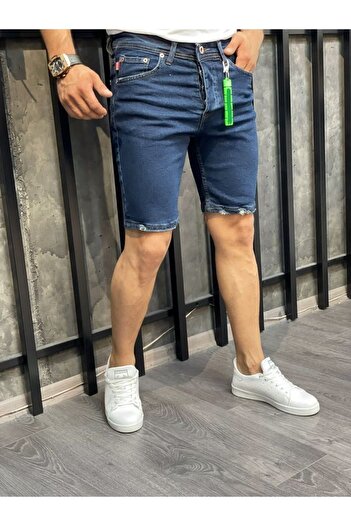 Oliggopol Чоловічі темно-сині лікракові шорти Slim Fit