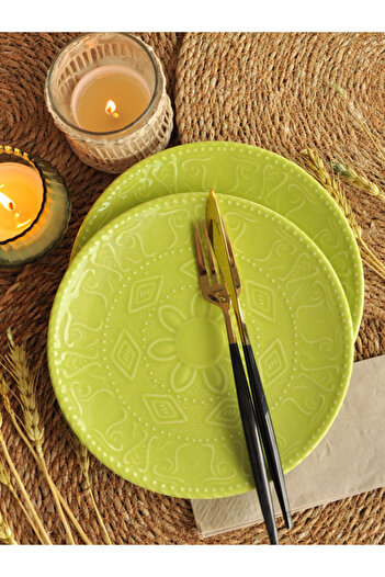 M'art Home Light Green Sipahi Cake Set - 20 cm Porcelain
