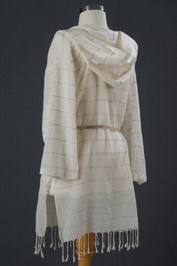 Dosimira Short Linen Striped Hooded Kimono