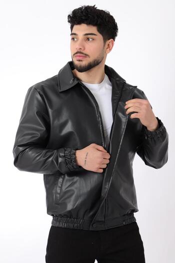 Stilkombin Faux Leather Elastic Waist Coat - PLDP 2984_60295