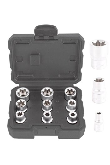 BRIO Socket Set Torx (TORQUE) Female 1/2 9 Pieces (E10-E24)