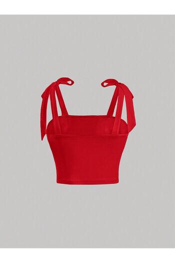 Wild Flower Wide Strap Red Bow Summer Crop Top