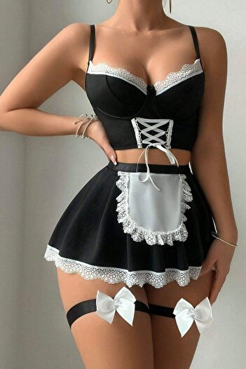 BELLA NOTTE Fancy Underwire Skirt Lingerie Set with Leg Accessories