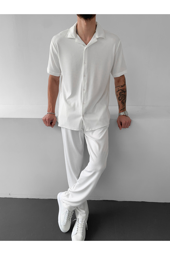 NO1 KONSEPT Λευκό Σετ Twisted Twill με χαλαρή εφαρμογή