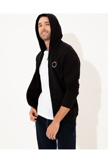 Pierre Cardin G021SZ082.000.1385203 Μοντέλο Μαύρο φούτερ με κανονική εφαρμογή