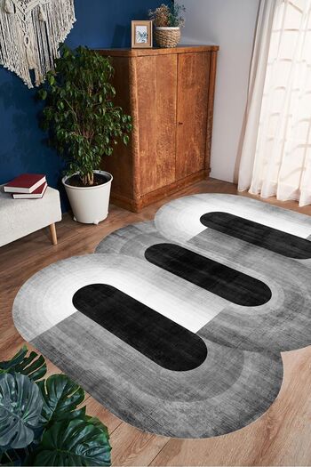 eco concept Laser Cut Gray Runner - Washable for Hallway, Doorway and Long Carpet