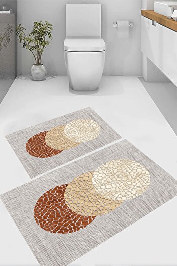 eco concept Gray 2-Piece Toilet Set - Non-Slip Base Bathroom Mat