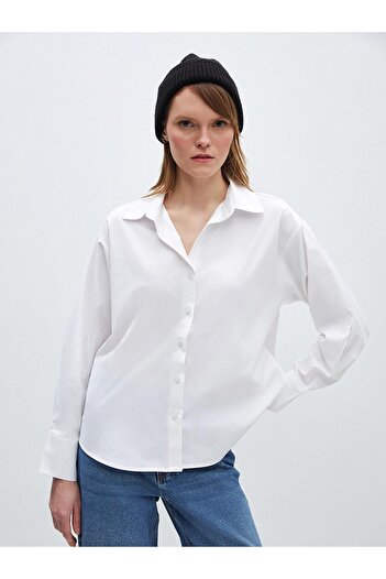 LC Waikiki LCW Vision Poplin Oversize Women's Shirt - Solid Long Sleeve