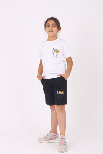 çiko kids 3-piece Print Detailed Pocketed Shorts/capri Set for Girls
