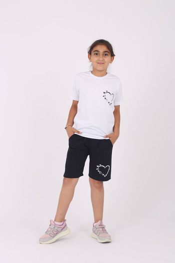 çiko kids 3-piece Print Detailed Pocketed Shorts/capri Set for Girls