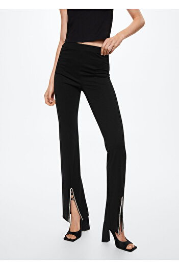 MANGO Woman Black Women's Trousers 37099069