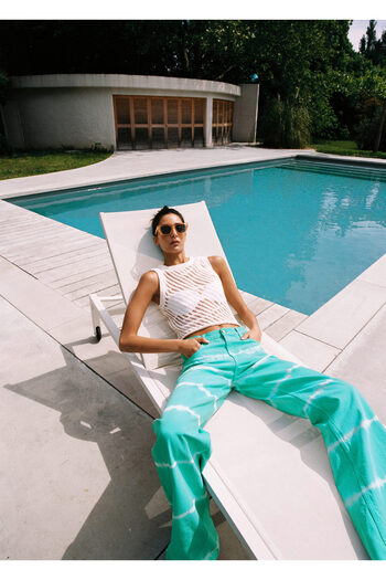 MANGO Woman Turquoise Women's Adult Trousers - 37071277