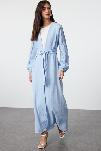 Trendyol Modest Șapcă țesută albastră cu detaliu cu sclipici - Ferace/Abaya TCTSS24KF00035