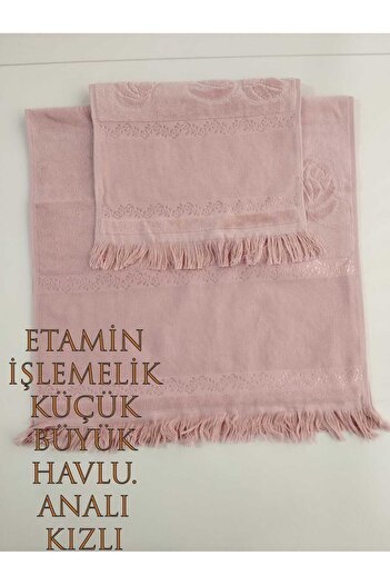 HMZ FiestA Мама і донька Etamın з вишивкою Маленький великий рушник - з бахромою (50x90,30x50)