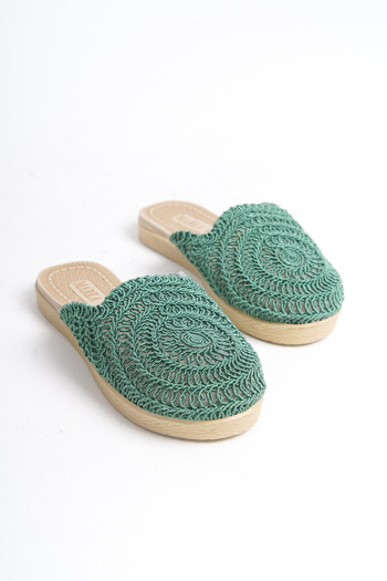 Moda Değirmeni Water Green Women's Lace Slippers - BG1027-122-0001