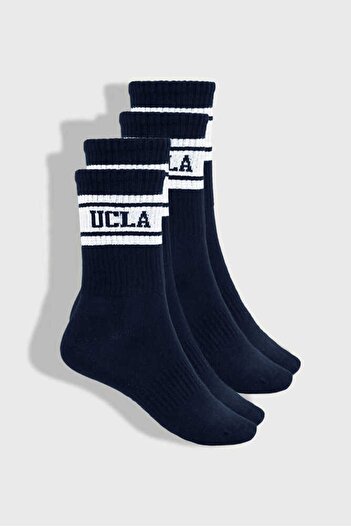 UCLA Calzada 2-Piece Navy Blue Long Jacquard Unisex Socks