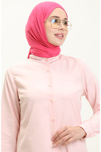 sefamerve Powder Colored High Collar Pocket Tunic 2515-01