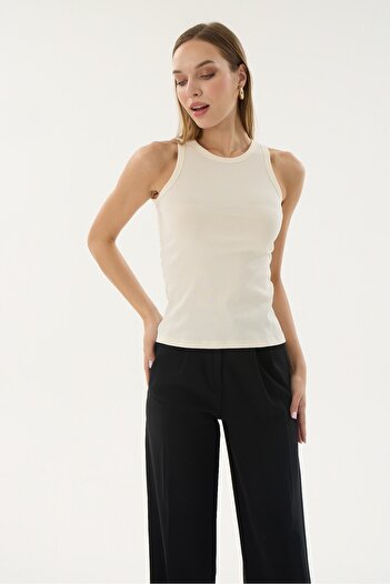 Sevim 16156 Model Women's Corded Closed Neck T-shirt