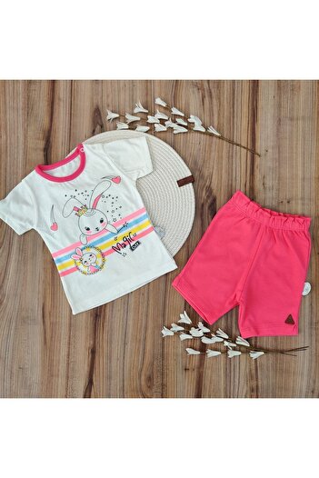 Bebella Fuchsia Short Sleeve Summer Printed 2-Piece Set - Baby Girl Child Gift Top and Bottom Set 6-18 Months
