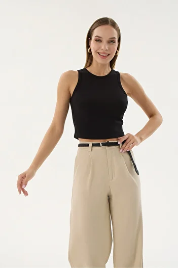 Sevim 16154 Model Women's Fitted Crop Top