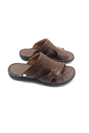 Deritarz Men's Leather Full Orthopedic Slippers