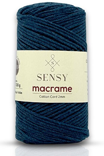 SENSY Snur de macrame din bumbac Koton de 2 mm - Snur de geantă cu lanț albastru petrol Snur Supla