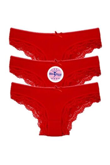 MİSS ELİZZA 10023-Anul Nou Bikini Dantela Roșu 3 Piese
