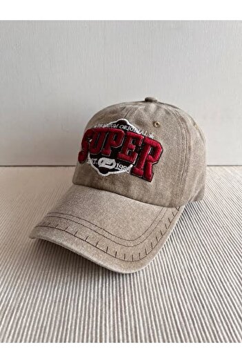 CosmoOutlet Unisex Beige Colored Super Premium Embroidered and Washable Adjustable Back Hat