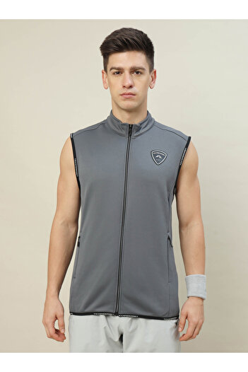 Technosport By Styli High Neck Fleece Sleeveless Active Jacket